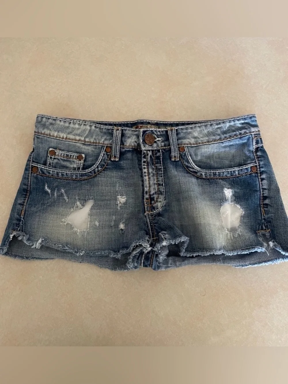 Distressed Blue Denim Women’s Shorts